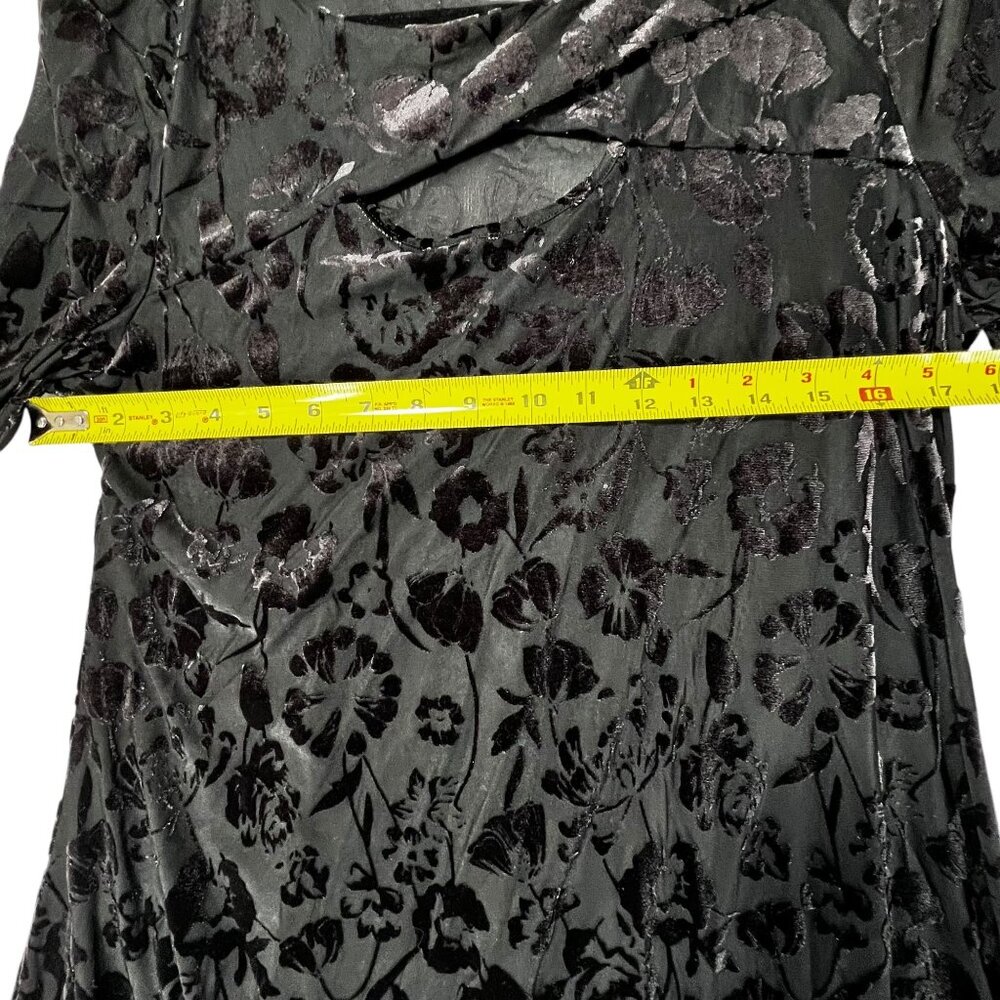 Velvet Floral Burnout Asymmetric Tunic NWT Cut Out Long Sleeve Black Sheer Med - Picture 8 of 10